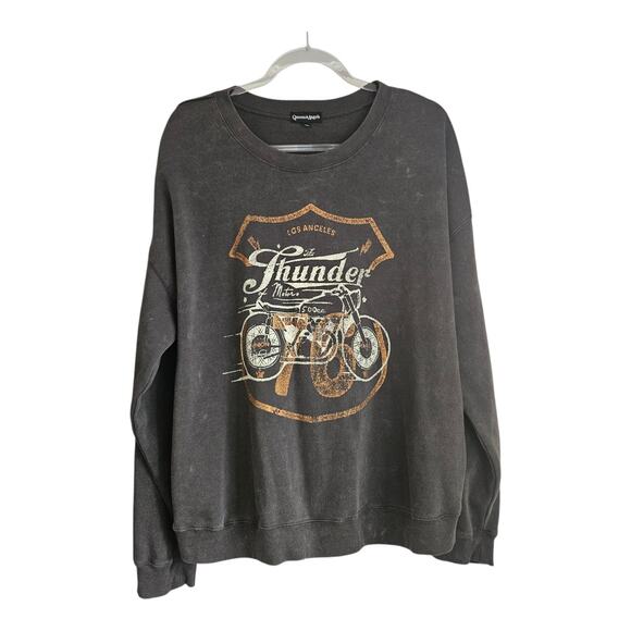 Queens & Angels Tops - Queens & Angels Sweatshirt Grey "The Thunder Motors" Oversized Womens XL Soft